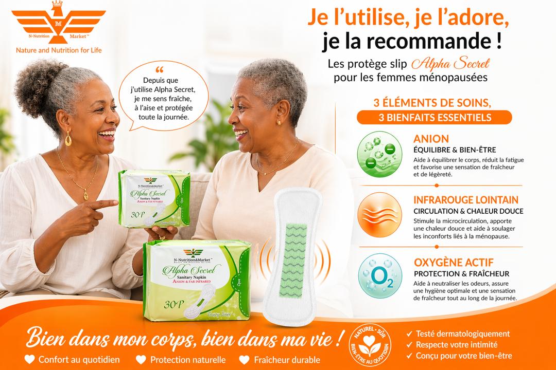 Alpha Secret – Serviettes hygiéniques Anion &  Far Infrared